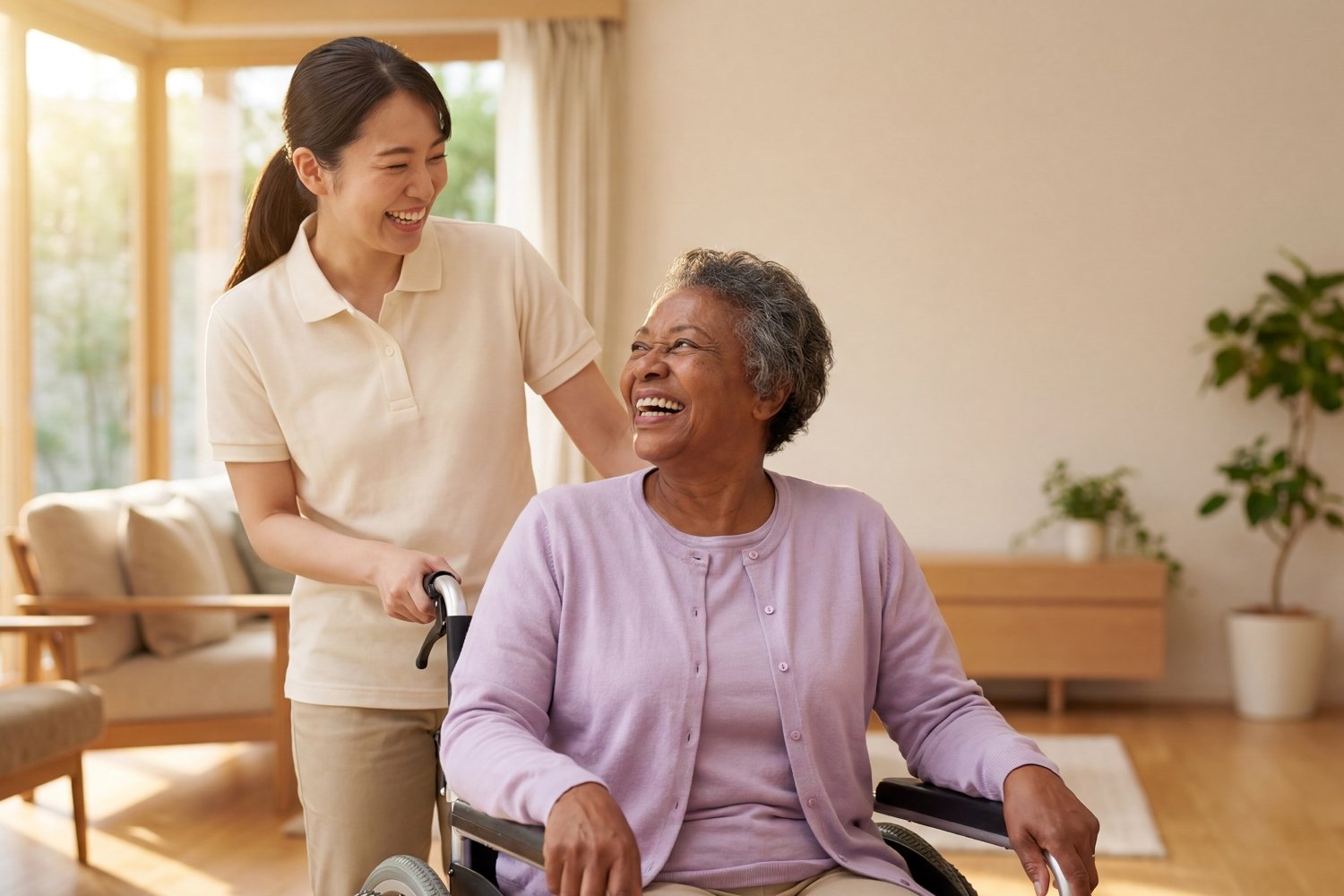 Caregiver helping senior
